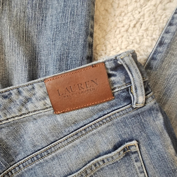Lauren by Ralph Lauren wide leg denim ankle length with strip detail size 6 - Picture 6 of 7